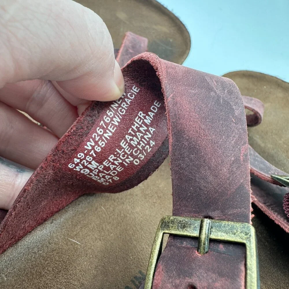 White Mountain Footbed Burgundy Leather Gracie Sandals Women's 9 - Picture 7 of 7